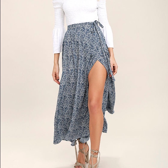Lulus Dresses & Skirts - Lulu’s Blue Maxi Wrap Skirt